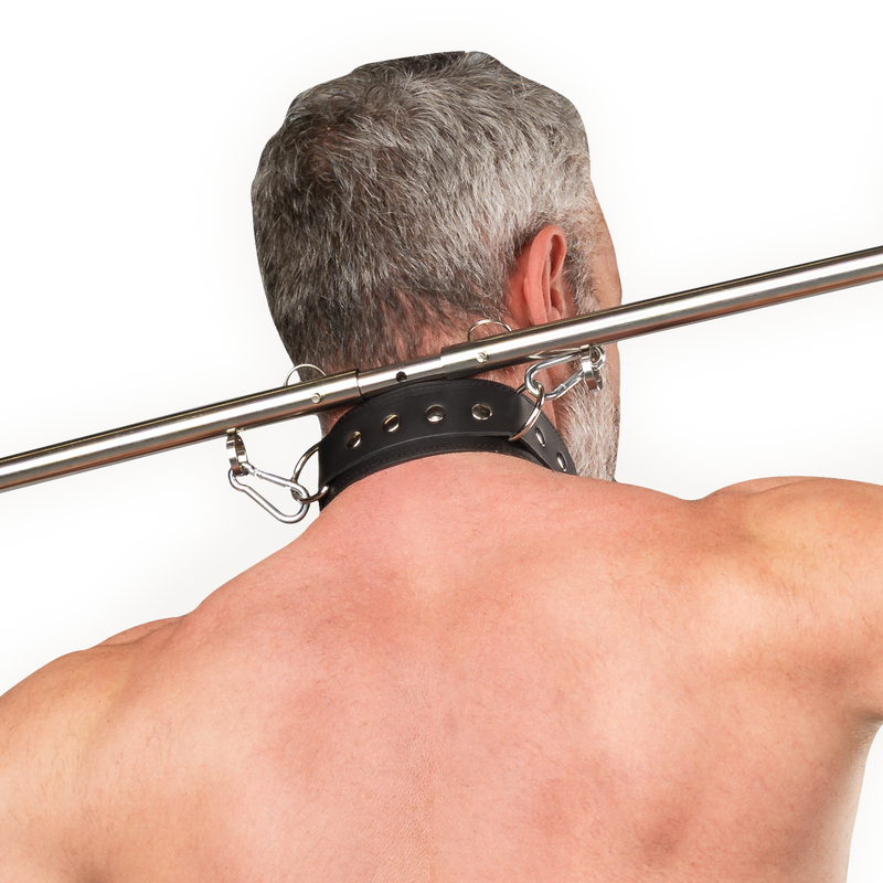 Rimba - Verstelbare Spreidstang met Halsband en Handboeien - Zwart/Zilver-Erotiekvoordeel.nl