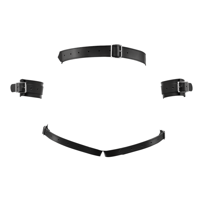 Rimba - Luxe Lederen Bondageharnas met Boeien - Zwart-Erotiekvoordeel.nl