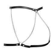 Rimba - Lederen Bondage Harnas met Metalen Kettingen - Zwart & Zilver-Erotiekvoordeel.nl