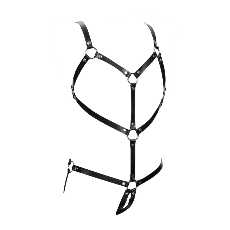 Rimba Bondage Play - Lederen Body Harnas - Zwart-Erotiekvoordeel.nl