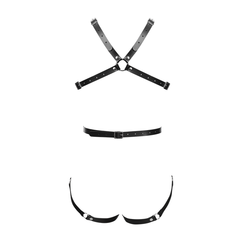 Rimba Bondage Play - Lederen Body Harnas met Cups - Zwart-Erotiekvoordeel.nl