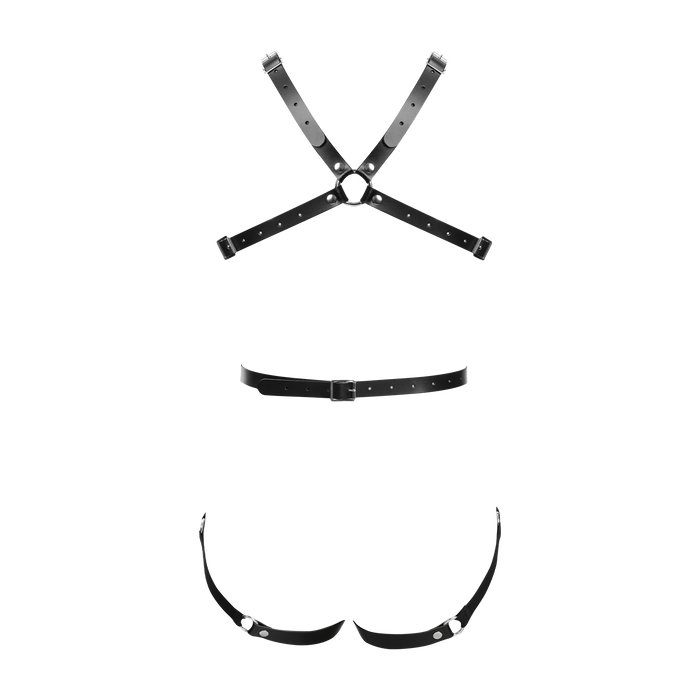 Rimba Bondage Play - Lederen Body Harnas met Cups - Zwart-Erotiekvoordeel.nl