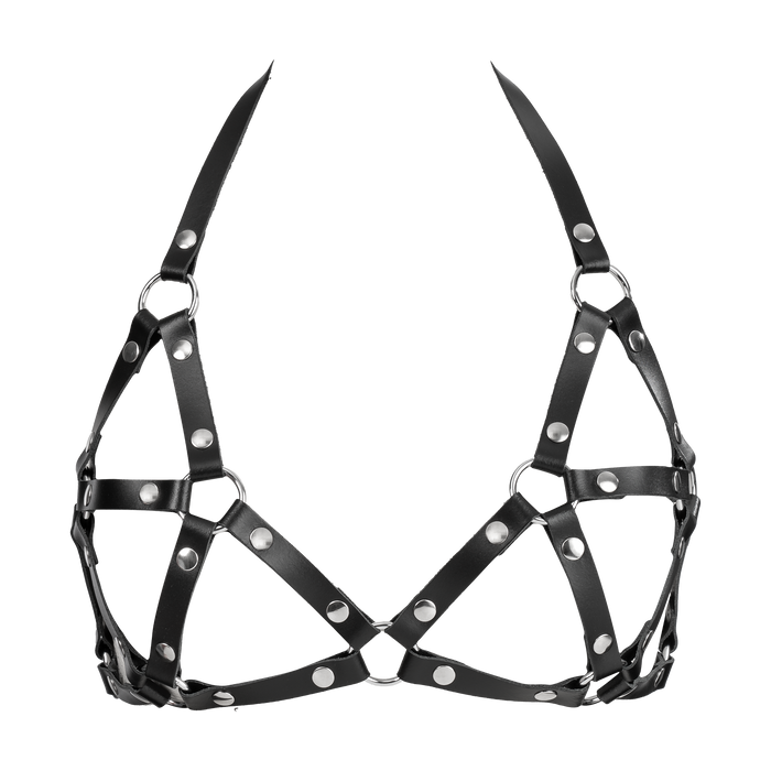 Rimba - Lederen Riemen-BH - Fetish Tuigje - Zwart-Erotiekvoordeel.nl