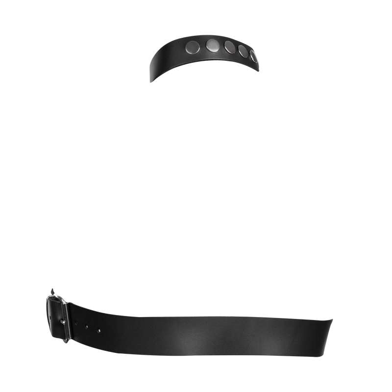 Rimba - Lederen Borstharnas met Halsband - Zwart-Erotiekvoordeel.nl