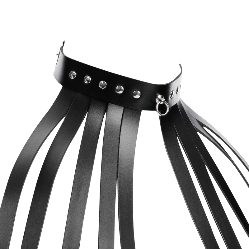 Rimba - Lederen Borstharnas met Halsband - Zwart-Erotiekvoordeel.nl