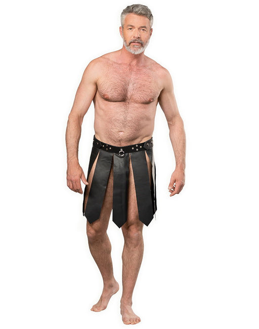 Rimba - Lederen Gladiator Herenrok - Zwart-Erotiekvoordeel.nl