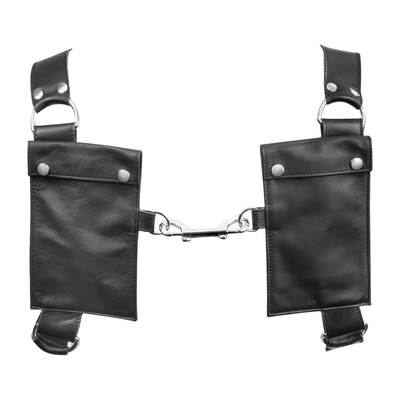 Rimba - Luxe Lederen Borstharnas met Zakken - Zwart-Erotiekvoordeel.nl