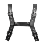 Rimba - Luxe Lederen Borstharnas met Zakken - Zwart-Erotiekvoordeel.nl