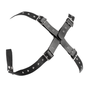 Rimba - Lederen Borstharnas met Kettingen - Zwart/Zilver-Erotiekvoordeel.nl