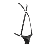 Rimba - Lederen Bodyharnas met Slip - Zwart-Erotiekvoordeel.nl