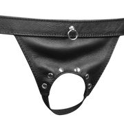 Rimba - Lederen Open Slip voor Heren - Zwart-Erotiekvoordeel.nl