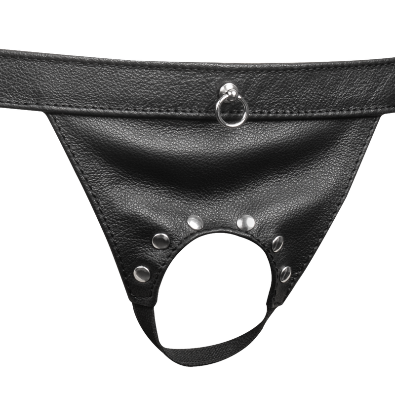 Rimba - Lederen Open Slip voor Heren - Zwart-Erotiekvoordeel.nl