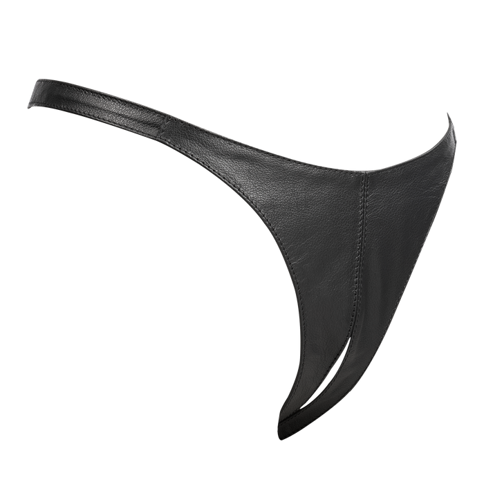 Rimba - Lederen Dames String met Open Kruis - Zwart-Erotiekvoordeel.nl