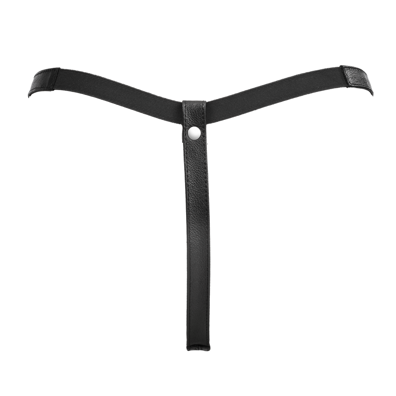 Rimba - Lederen Dames String met Open Kruis - Zwart-Erotiekvoordeel.nl