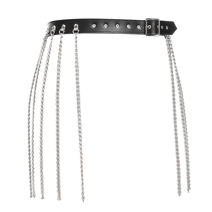 Rimba - Luxe Lederen Kettingen Rokje - Zwart/Zilver-Erotiekvoordeel.nl