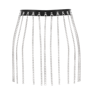 Rimba - Luxe Lederen Kettingen Rokje - Zwart/Zilver-Erotiekvoordeel.nl