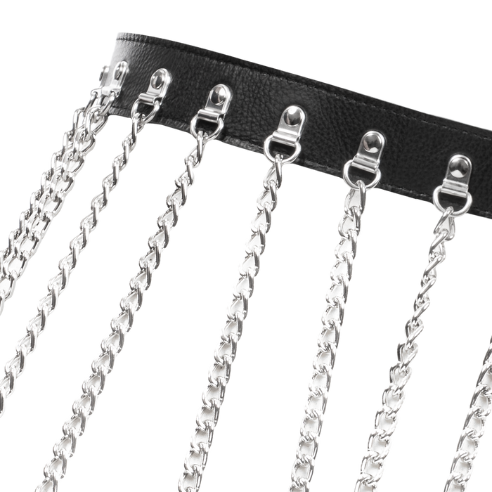 Rimba - Luxe Lederen Kettingen Rokje - Zwart/Zilver-Erotiekvoordeel.nl