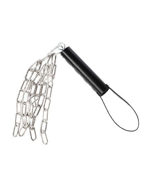 Rimba - Lederen Zweep met Metalen Ketting - Zwart & Zilver-Erotiekvoordeel.nl