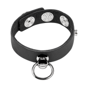 Rimba - Leren Cockring met Metalen O-Ring - Zwart & Zilver-Erotiekvoordeel.nl