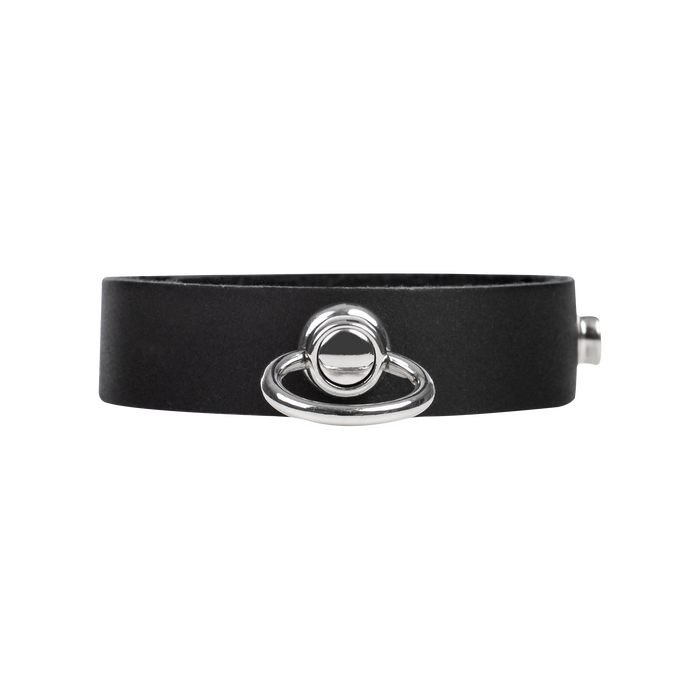 Rimba - Leren Cockring met Metalen O-Ring - Zwart & Zilver-Erotiekvoordeel.nl