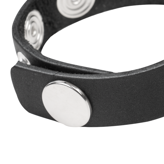 Rimba - Leren Cockring met Metalen O-Ring - Zwart & Zilver-Erotiekvoordeel.nl