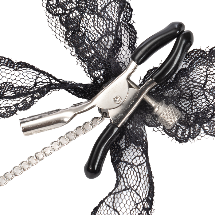 Rimba - Tepelklemmen met Kanten Strik en Belletje - Zwart-Erotiekvoordeel.nl