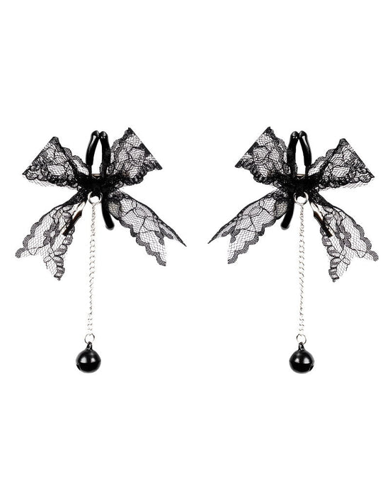 Rimba - Tepelklemmen met Kanten Strik en Belletje - Zwart-Erotiekvoordeel.nl