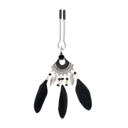 Rimba - Tepelklemmen met Veren - Zwart/Zilver-Erotiekvoordeel.nl