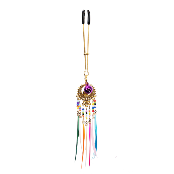 Rimba - Tepelklemmen met Kraaltjes en Veren - Multicolour-Erotiekvoordeel.nl