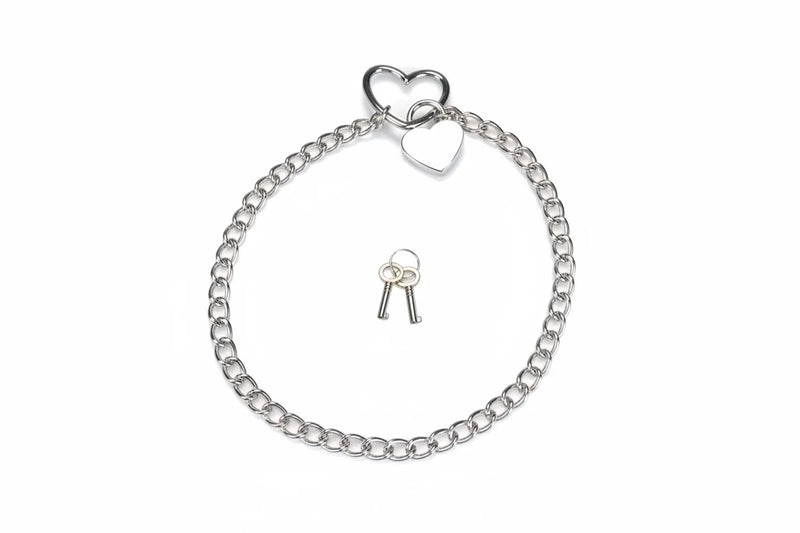 Liebe Seele - Ketting Collar met Hartvormig Hangslot - Zilver-Erotiekvoordeel.nl