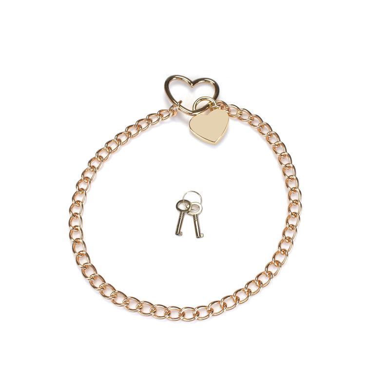 Liebe Seele - Ketting Collar met Hartvormig Hangslot - Goud-Erotiekvoordeel.nl