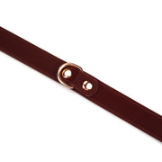 Liebe Seele - Metallic Shade Red - Vegan PU Lederen Collar met Tepelklemmen - Rood/Rosé Goud-Erotiekvoordeel.nl