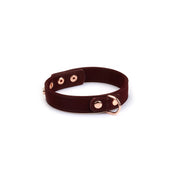 Liebe Seele - Metallic Shade Red - Vegan PU Lederen Collar met Tepelklemmen - Rood/Rosé Goud-Erotiekvoordeel.nl