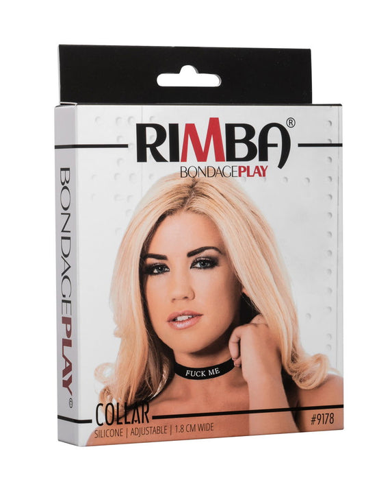 Rimba - Halsband - Collar Met Tekst - FUCK ME - Siliconen - Zwart-Erotiekvoordeel.nl