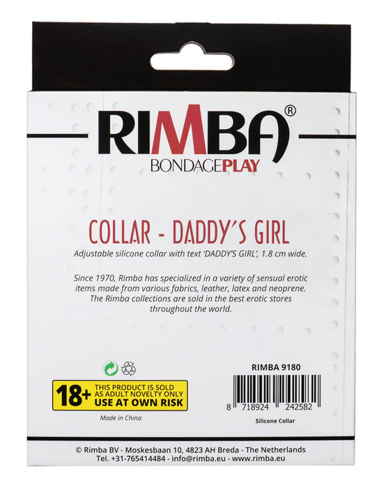 Rimba - Halsband - Collar Met Tekst - DADDY'S GIRL - Siliconen - Zwart