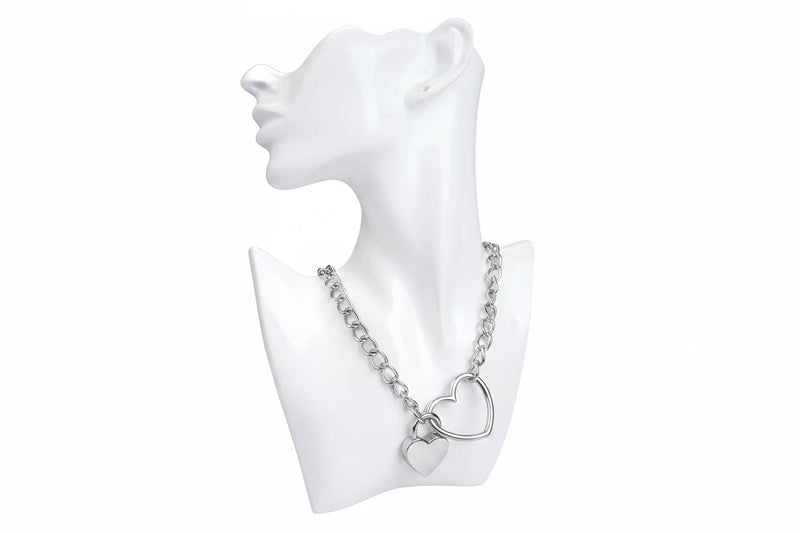 Liebe Seele - Ketting Collar met Hartvormig Hangslot - Zilver-Erotiekvoordeel.nl