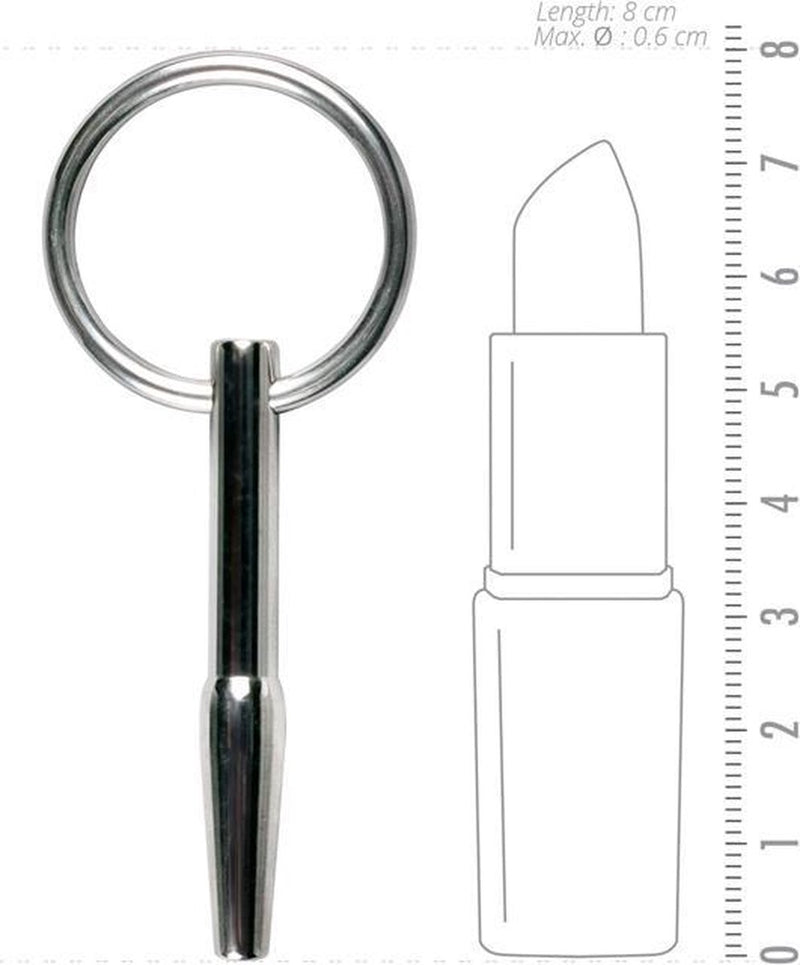 Sinner Holle Metalen Penisplug van Edelstaal met Ring-Erotiekvoordeel.nl