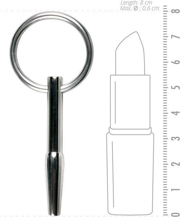 Sinner Holle Metalen Penisplug van Edelstaal met Ring-Erotiekvoordeel.nl