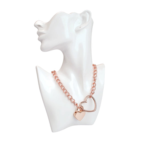 Liebe Seele - Ketting Collar met Hartvormig Hangslot - Rosé Goud-Erotiekvoordeel.nl