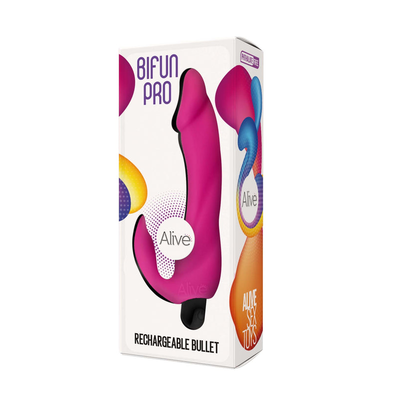 Alive - Bifun Pro Vibrator with Rechargeable Bullet - Pink-Erotiekvoordeel.nl