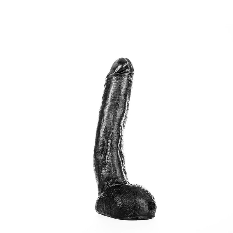 All Black - Dildo - Realistische Eikel en Balzak - 29 x 5 cm-Erotiekvoordeel.nl