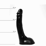 All Black - Dildo - Realistische Eikel en Balzak - 29 x 5 cm-Erotiekvoordeel.nl