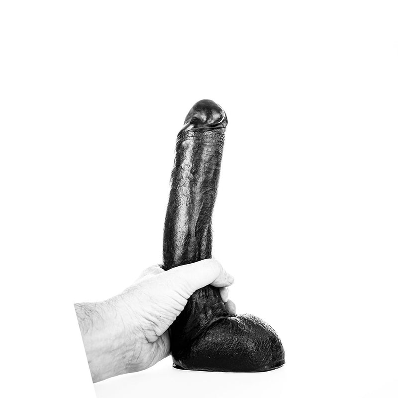 All Black - Dildo - Realistische Eikel en Balzak - 29 x 5 cm-Erotiekvoordeel.nl