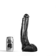 All Black - Dildo - Realistische Eikel en Balzak - 29 x 5 cm-Erotiekvoordeel.nl