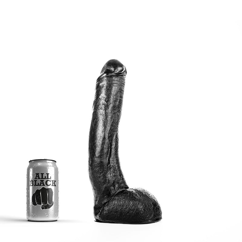 All Black - Dildo - Realistische Eikel en Balzak - 29 x 5 cm-Erotiekvoordeel.nl