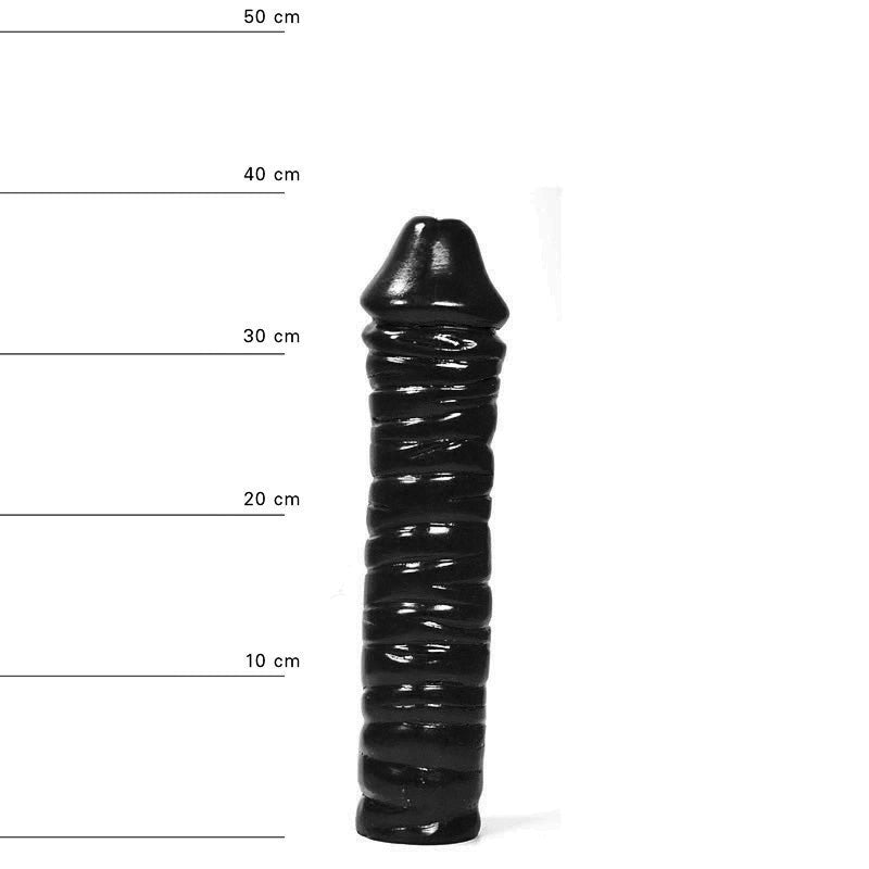 All Black - Geribbelde Dildo - 38 x 8.5 cm - Zwart-Erotiekvoordeel.nl