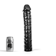 All Black - Consolador con estrías - 38 x 8,5 cm - Negro-Erotiekvoordeel.nl