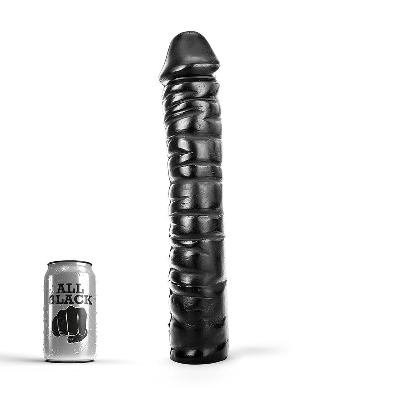 All Black - Consolador con estrías - 38 x 8,5 cm - Negro-Erotiekvoordeel.nl