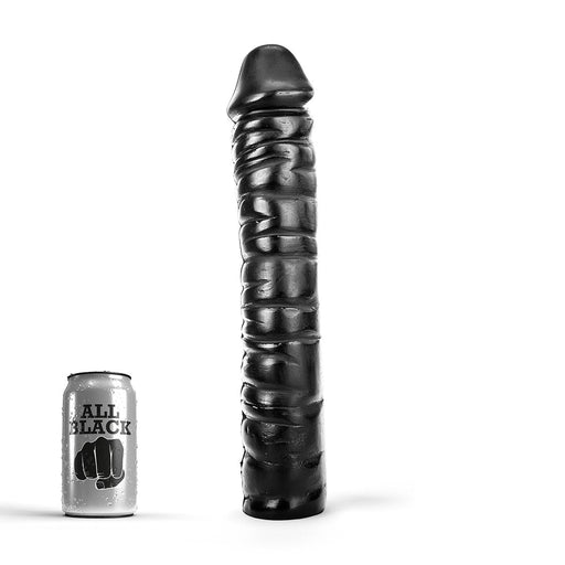 All Black - Ribbed Dildo - 38 x 8.5 cm - Black-Erotiekvoordeel.nl