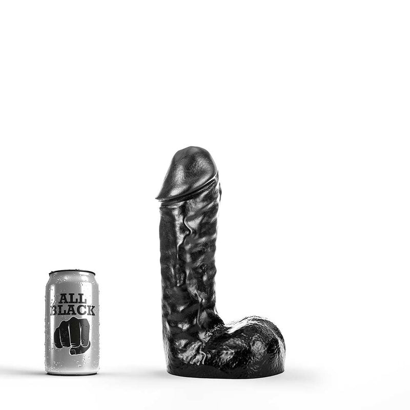 All Black - Dildo grande con venature - 24,5 x 6 cm - Nero-Erotiekvoordeel.nl